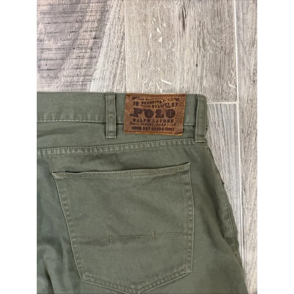 Polo Ralph Lauren 650 Pants Men 36X32 Straight Leg Olive Khaki Bottoms